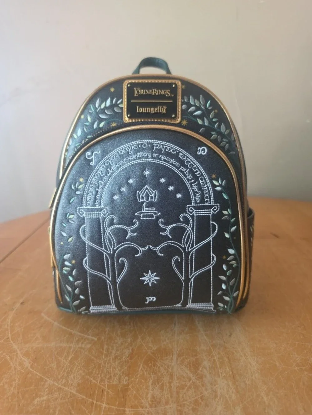 Loungefly Hardtag Black & Gold Lord of the Rings Mini Backpack